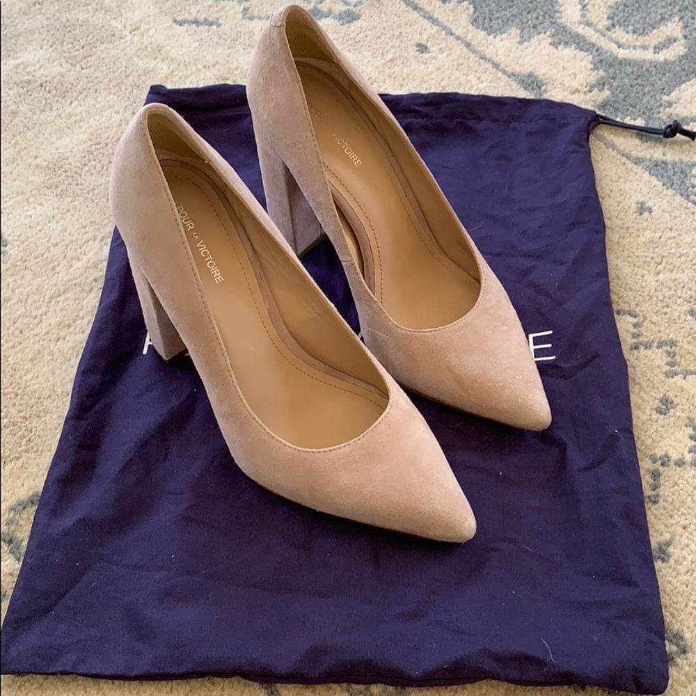 Pour la Victoire Blush Pink Suede Pumps